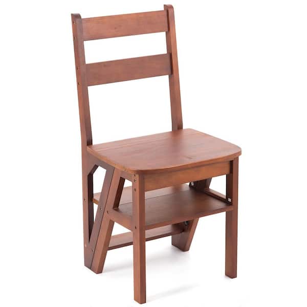 Afoxsos Yellow Brown Wood Outdoor Multi-Purpose Patio Armless Chair
