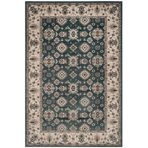 SAFAVIEH Lyndhurst Teal/Cream 5 ft. x 8 ft. Border Area Rug