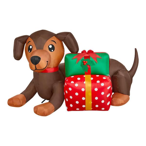 4 ft LED Dachshund with Presents