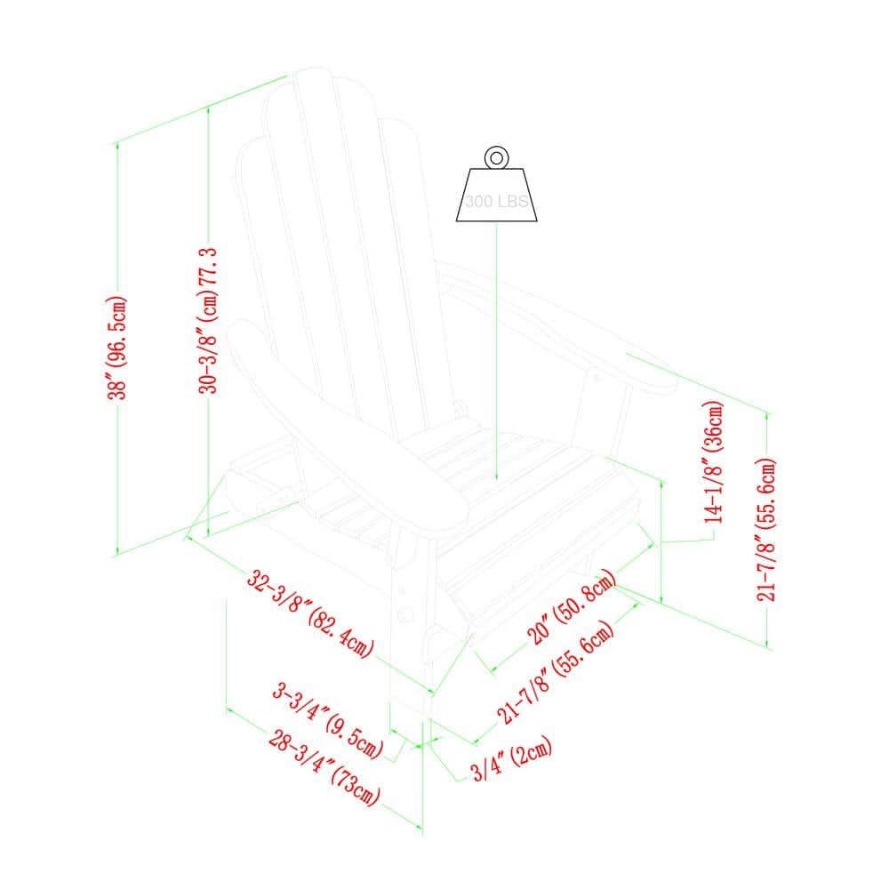 Foldable Acacia Wood Adirondack Chair for Outdoor Patio