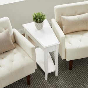 Haven Ridge Wedge 15 in. Farmhouse White Specialty Wood Coffee Table Witn No Additional Features