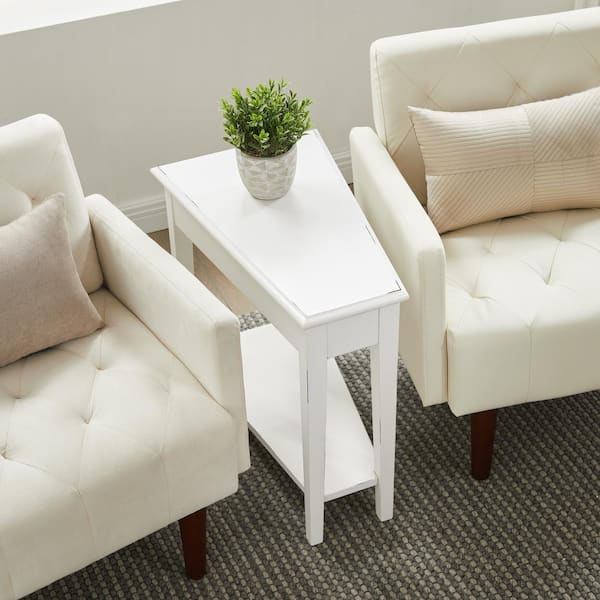 Leick Home Haven Ridge Wedge 15 in. Farmhouse White Specialty Wood Coffee Table Witn No Additional Features