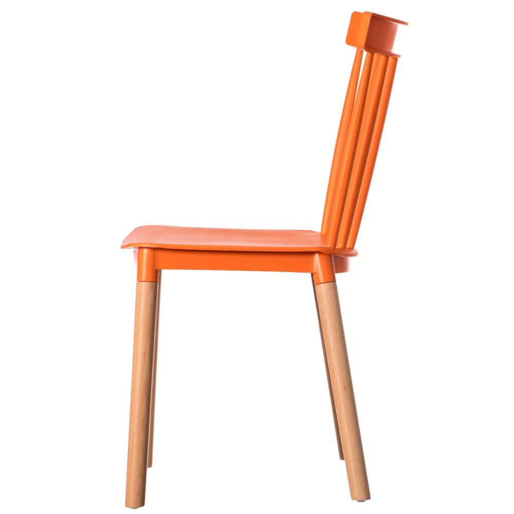 Classic Orange Windsor Mid-Century Modern Side Chair