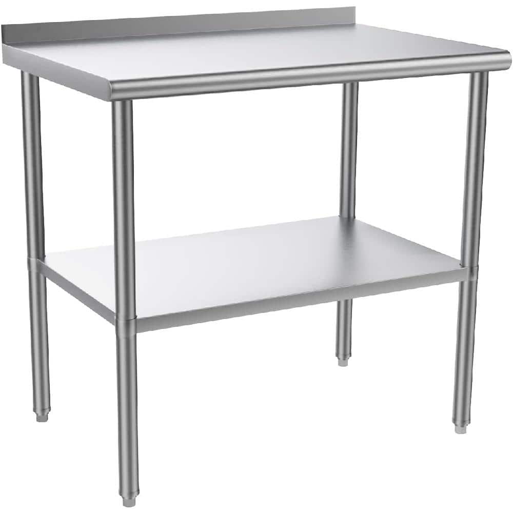 36" x 24" Stainless Steel Work Table with Backsplash and Undershelf
