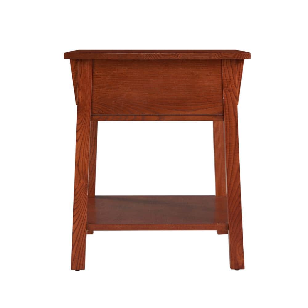 Russet Solid Wood Mission End Table with Locking Compartment