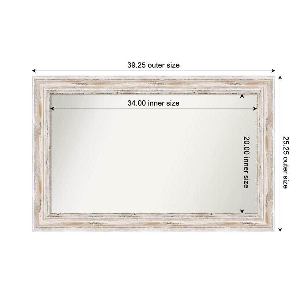 Alexandria Whitewash 39.25 in. x 25.25 in. Custom Non-Beveled Wood Framed Bathroom Vanity Wall Mirror price history on PriceWatchPro