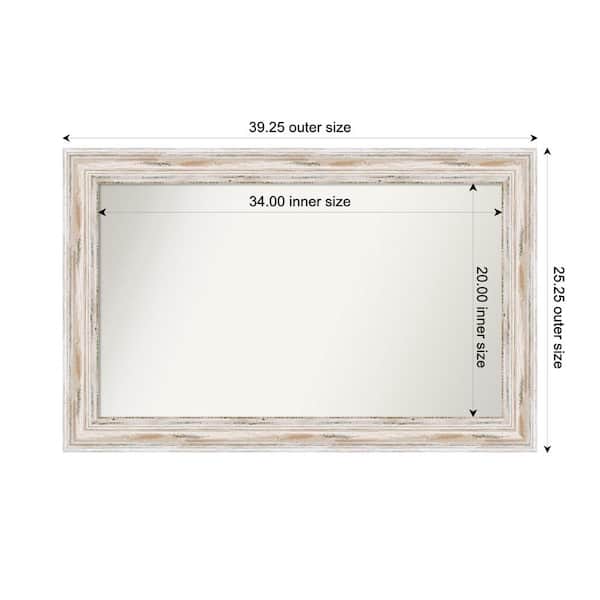 Amanti Art Alexandria Whitewash 39.25 in. x 25.25 in. Custom Non-Beveled Wood Framed Bathroom Vanity Wall Mirror
