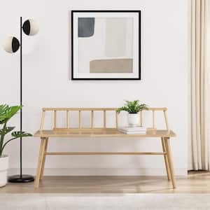 Natural Solid Wood Scandinavian Bench with Low Spindle Back (26 in. H x 48 in. W x 17 in. D)