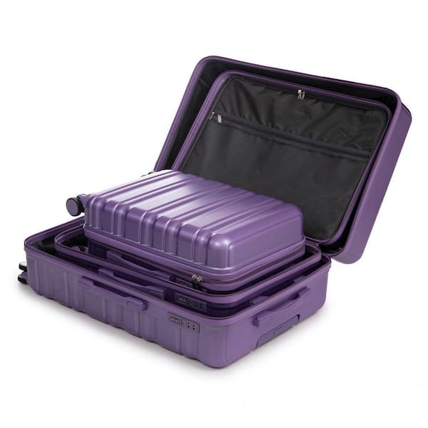 INNOBULE 3 Piece Purple ABS Plastic Hardside Spinner Wheels