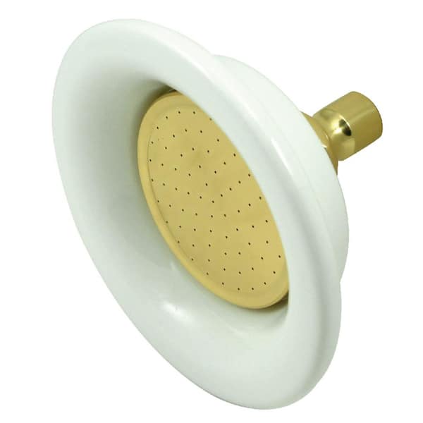 Kingston Brass 1-Spray 6.3 in. Single Wall Mount Fixed Rain Shower Head in Polished Brass