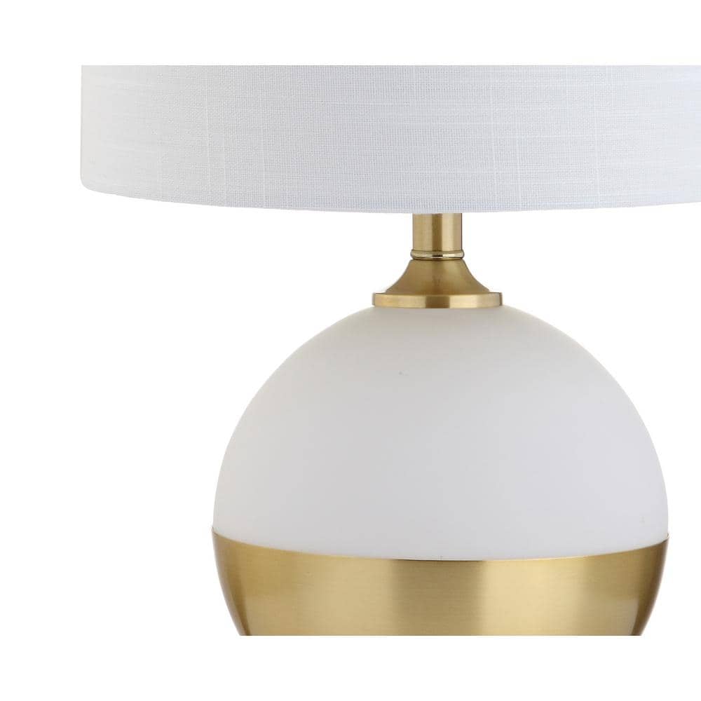 Elegant Alexa-Enabled White Linen LED Table Lamp, 23.5" Brass Base
