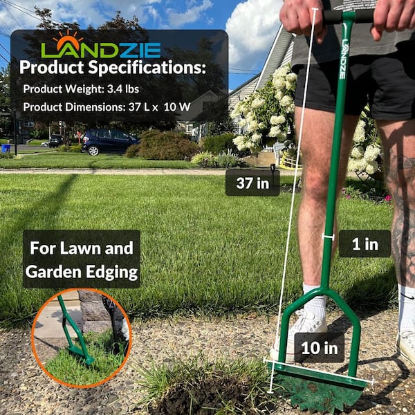 Manual Lawn Edger Tool - 41.9 Inch Saw-Tooth Half Moon Grass Edger With T-Grip