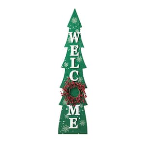 42 in. H Christmas Wooden WelcomeChristmas Tree Porch Sign