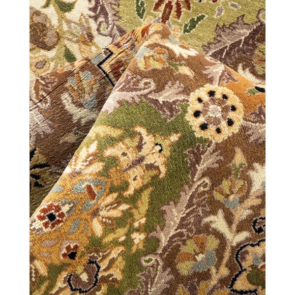 Mogul Yellow 9 x 12 Oriental Wool Indoor Area Rug