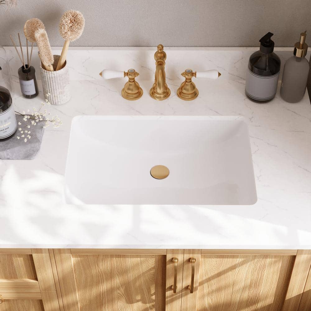 61" White Engineered Stone Double Vanity Top with Ceramic Sinks