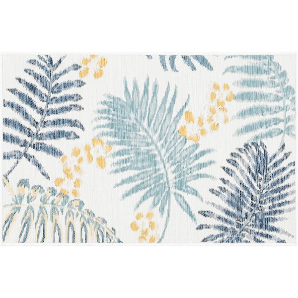 Flora Navy 2 ft. x 3 ft. Floral Indoor/Outdoor Area Rug