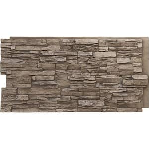 Canyon Ridge 45 3/4 in. x 1 1/4 in. Soft Ash Stacked Stone, StoneWall Faux Stone Siding Panel