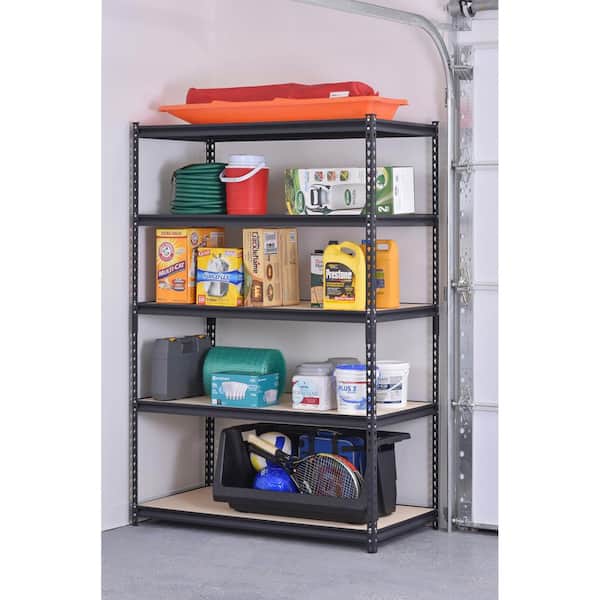 5-Shelf Heavy Duty Adjustable Metal Garage Storage Shelving Unit in Black (48 in. W x 72 in. H x 24 in. D)