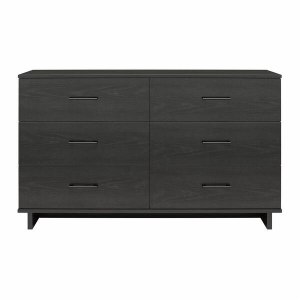 Ameriwood Home Southlander, Black Oak, 53.54 in W, 6 Drawer Dresser