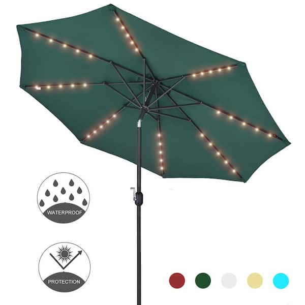 UPHA 9 ft.Steel Metal Market Crank and Tilt Patio Umbrella in Green