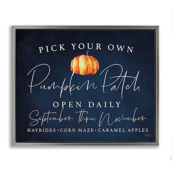 Stupell Industries Pick Your Pumpkins by Lux + Me Designs 1 Piece Floater Frame Graphic Print Typography Poster Art Print 31 in. x 25 in.
