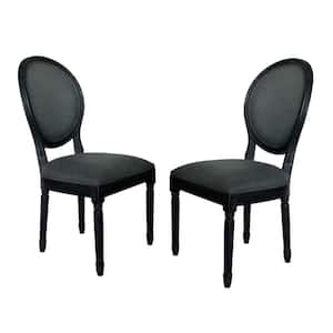 Hiro Traditional Dark Gray Fabric Armless Dining Chairs (Set of 2)