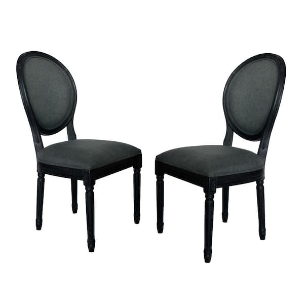 Noble House Hiro Traditional Dark Gray Fabric Armless Dining Chairs (Set of 2)