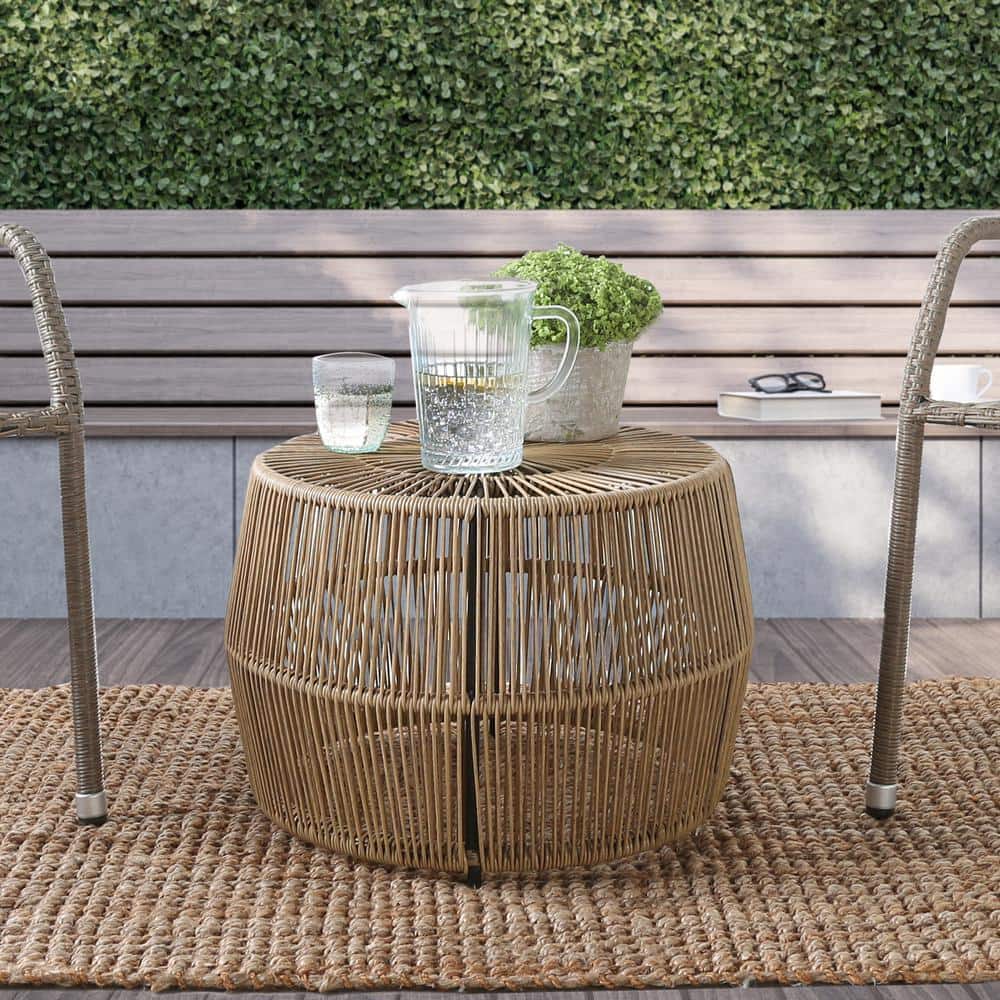 Ysar Natural Brown Boho Round Metal Outdoor Side Table price history on PriceWatchPro