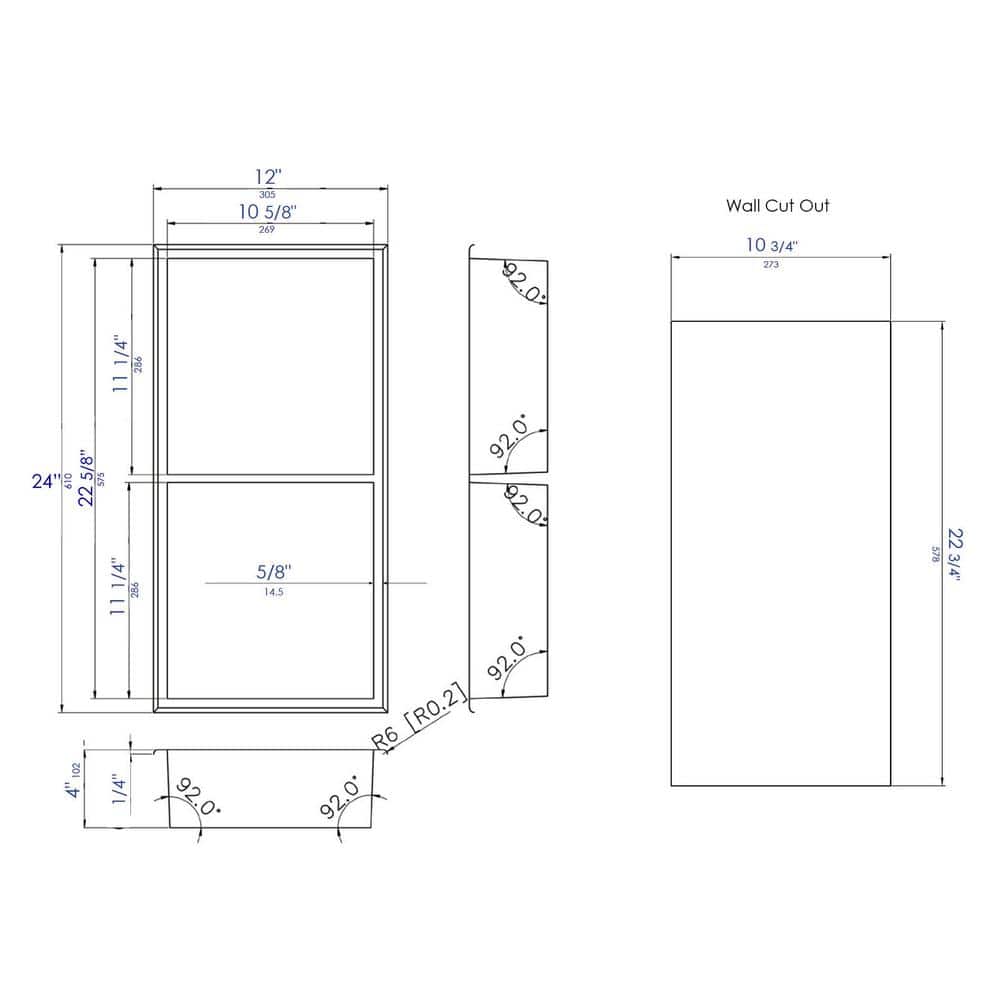 Black Matte Stainless Steel Double Shelf Shower Niche