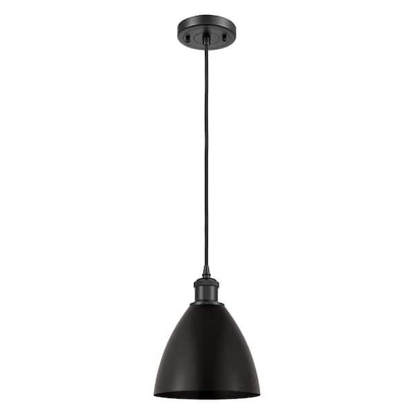 Innovations Metal Bristol 60-Watt 1-Light Matte Black Standard Mini Pendant Light with Metal Shade