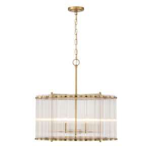 Glasbury 6-Light Gold Chandelier with Clear Glass Shade