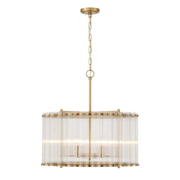 Eurofase Glasbury 6-Light Gold Chandelier with Clear Glass Shade