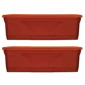 35.88 in. L x 7.88 in. W x 7.25 in. H Brown, Resin Medallion Hanging Garden Box Planter (2-Pack)