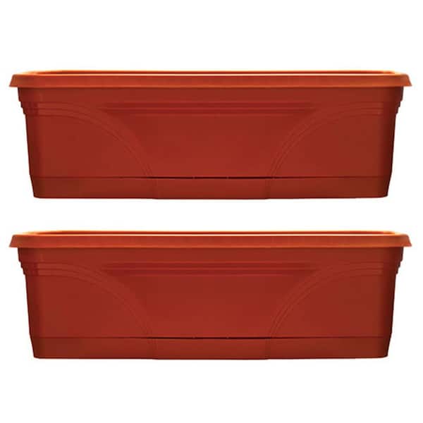 Southern Patio 35.88 in. L x 7.88 in. W x 7.25 in. H Brown, Resin Medallion Hanging Garden Box Planter (2-Pack)