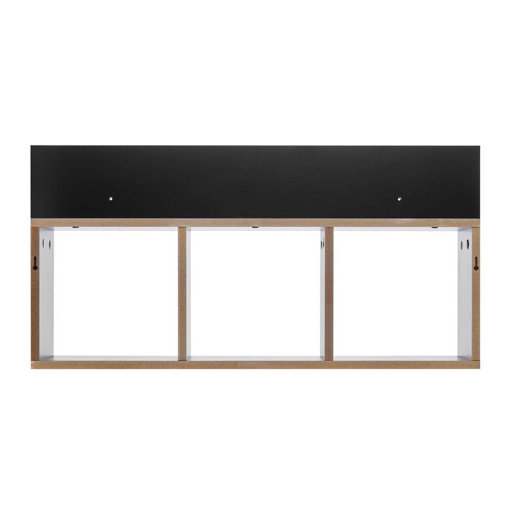 Black MDF 34" Floating Cube Wall Shelf with Display Ledge