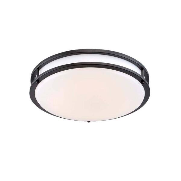 EnviroLite 14 in. Oil Rubbed Bronze/White Low-Profile LED Ceiling Light (2-Pack)