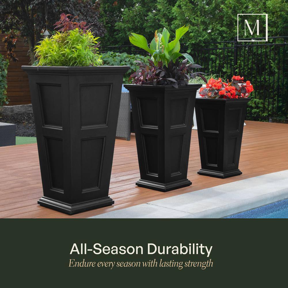 Fairfield Black Polyethylene Tall Self-Watering Planter Set
