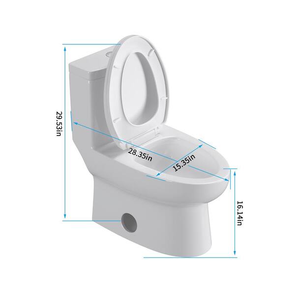 Simple Project One-Piece 0.8/1.28 GPF Dual Flush, Elongated Toilet, in  Gloss White, Seat Included HD-US-OT-2-03 - The Home Depot