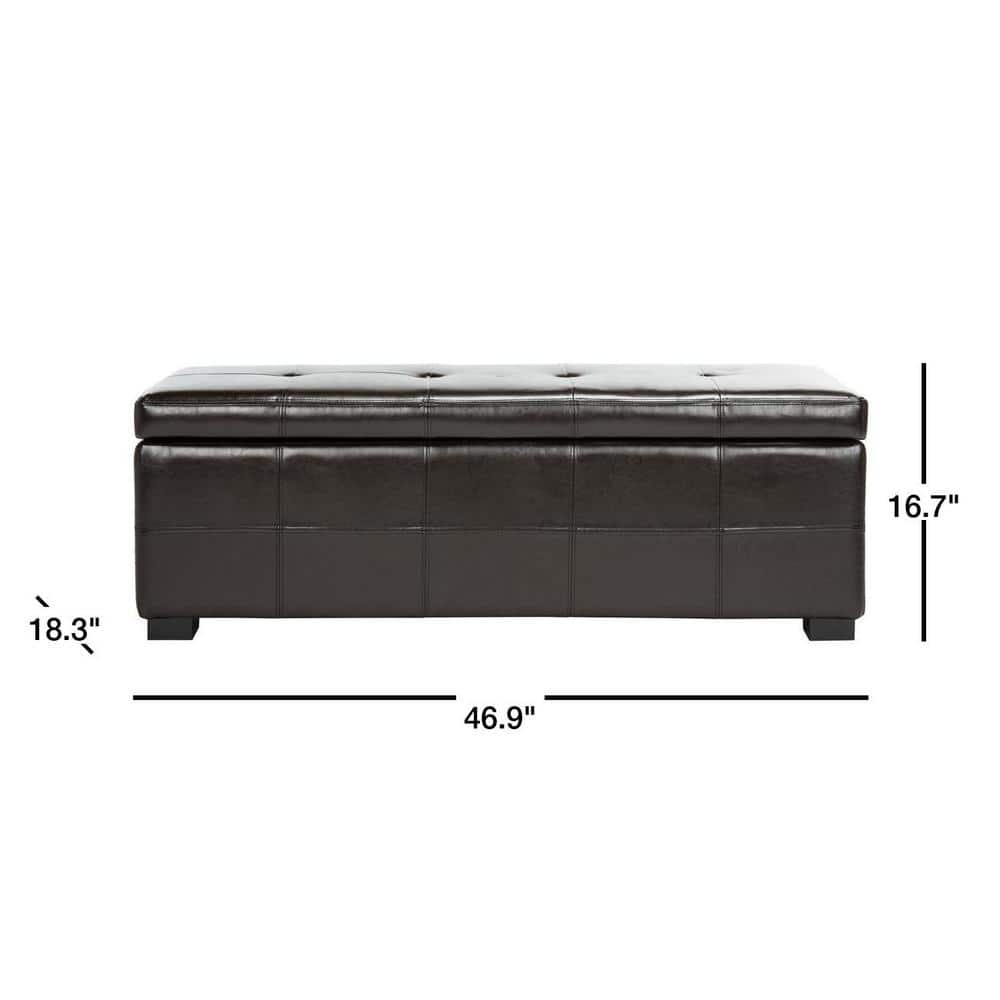 Large Brown Birch Tufted Storage Bench with Hinged Top
