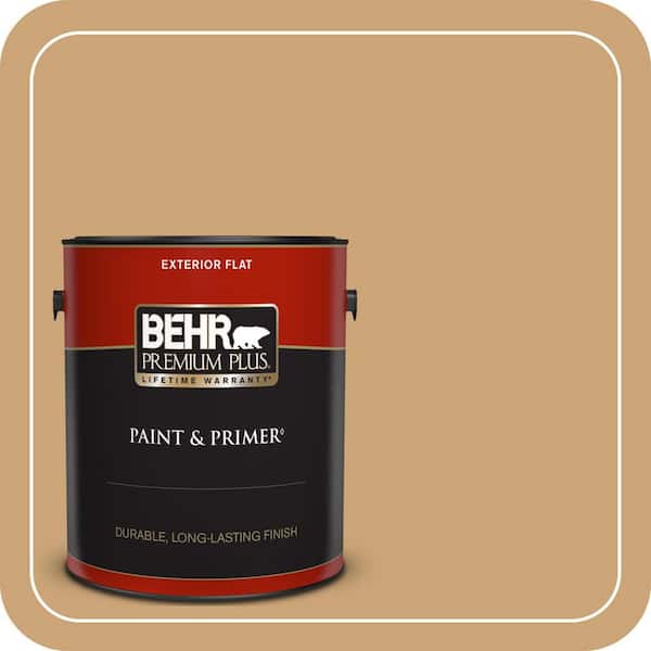 BEHR PREMIUM PLUS 1 gal. #BIC-30 Corkboard color Flat Exterior Paint & Primer