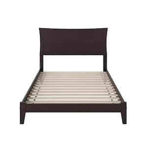 Metro Espresso Full Solid Wood Frame Low Profile Platform Bed with Attachable USB Device Charger