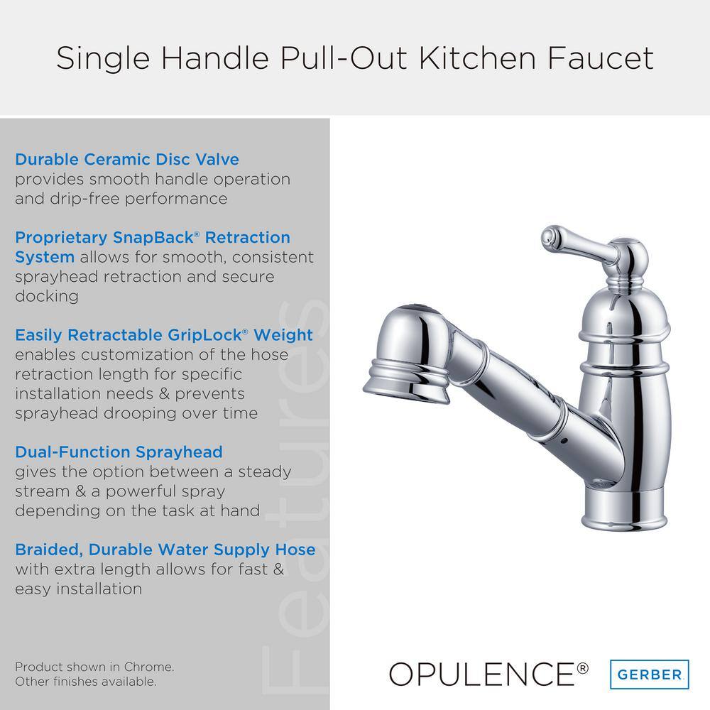 Chrome Single Handle Pull-Out Kitchen Faucet with Spray