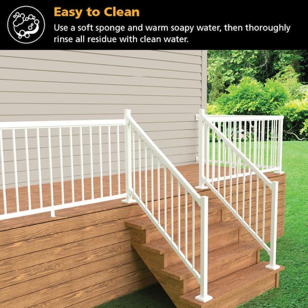 Peak Aluminum Railing 6 ft. White Aluminum Deck Railing Wide Picket and Spacer Kit for 36 in. high system
