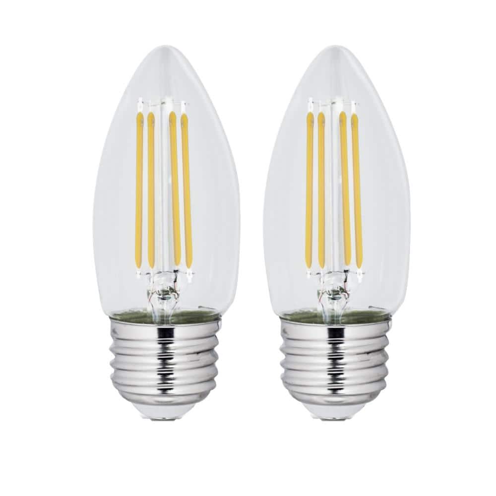 Feit Electric 40-Watt Equivalent B10 E26 Base Dimmable Filament CEC 90 CRI Chandelier LED Light Bulb, 2700K (2-Pack) BPETC40927CAFIL/2/RP - The Home Depot