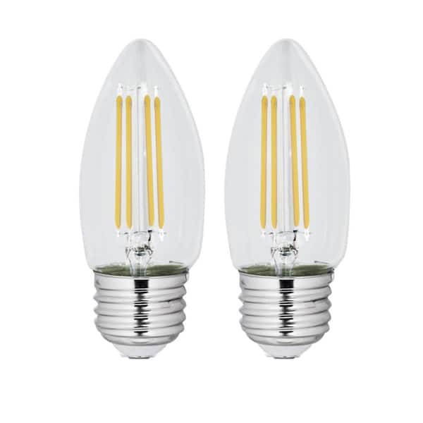 Feit Electric 60-Watt Equivalent B10 Medium E26 Base Dimmable Filament CEC 90 CRI Chandelier LED Light Bulb, White 2700K (2-Pack) BPETC60927CAFIL/2/RP - The Home Depot