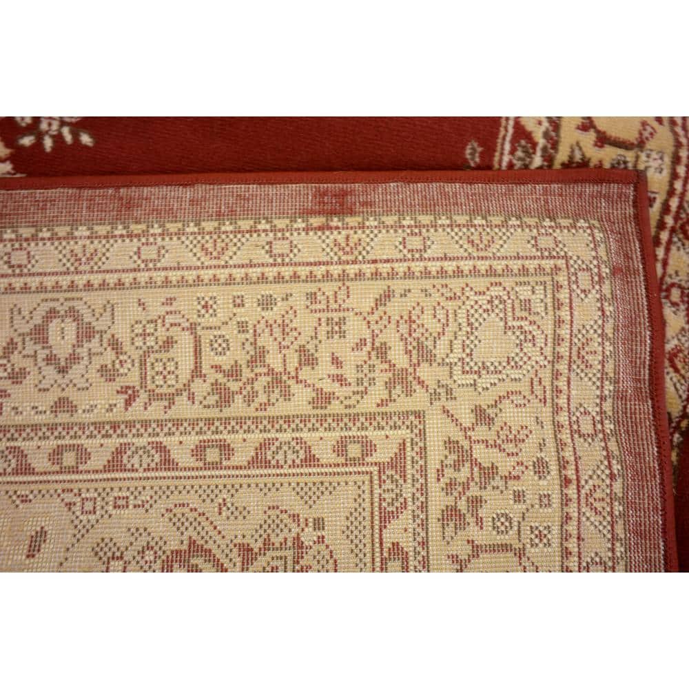 Elegant Medallion 5'3" x 8' Burgundy Synthetic Rectangular Rug