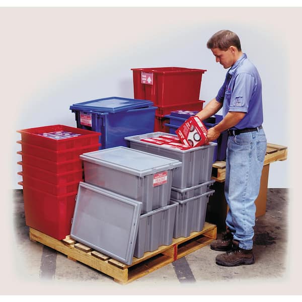 Lid Sold Separately Genuine Stack and Nest Tote in Red 3-Carton Details about   15 Gal 