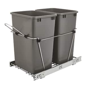 Gray Double Pull Out Trash Can 35 qt. for Kitchen