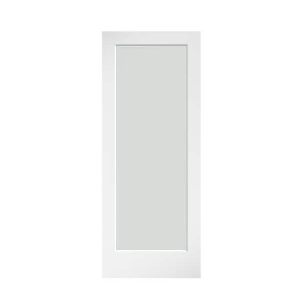 eightdoors 30 in. x 80 in. x 1-3/8 in. 1-Lite Solid Core Frosted Glass White Finished Wood French Interior Door Slab