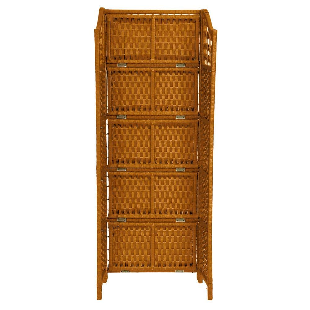 Honey Spruce 43" Rattan Style 4-Shelf Bookcase